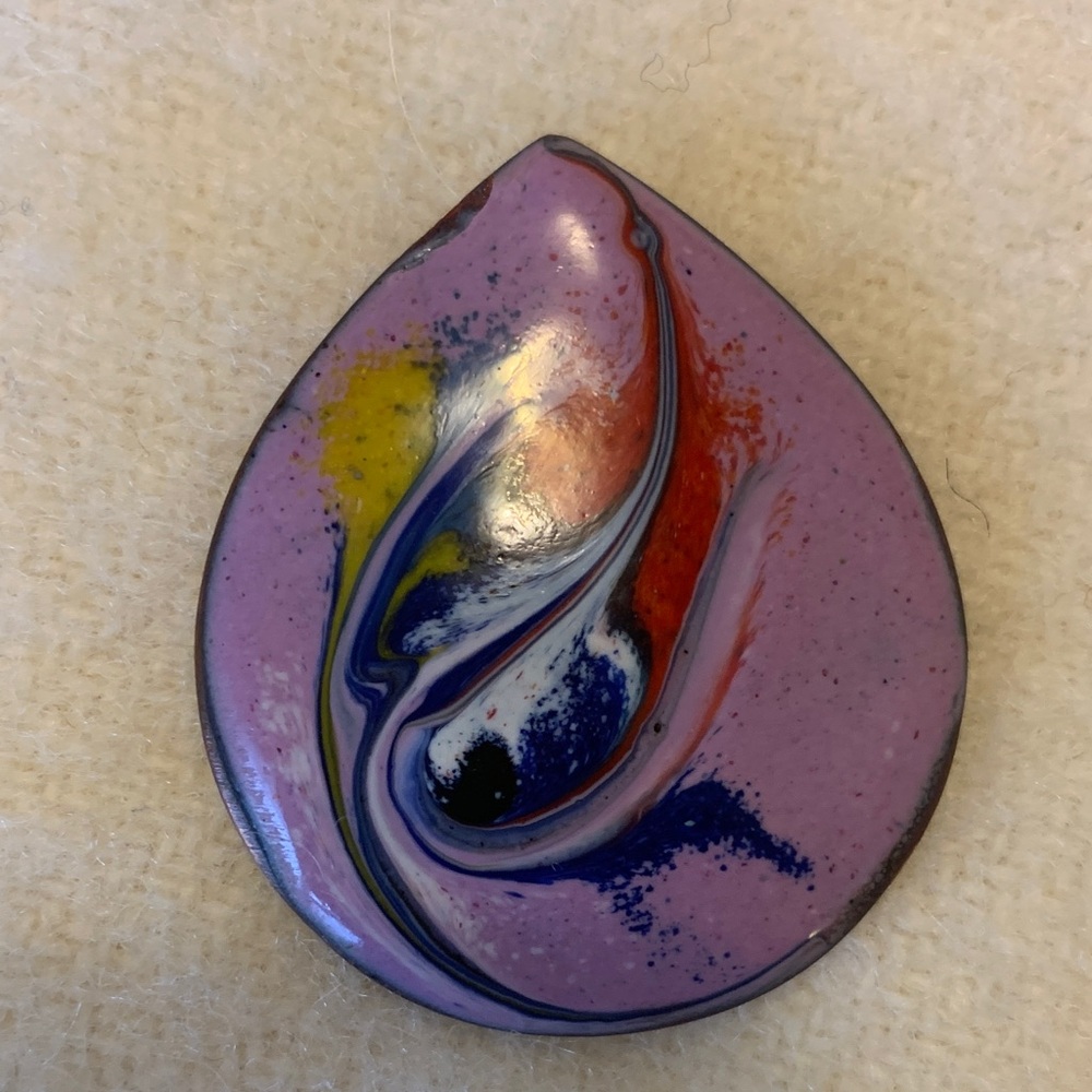Meab Ireland Enamel Copper Brooch Purple Teardrop